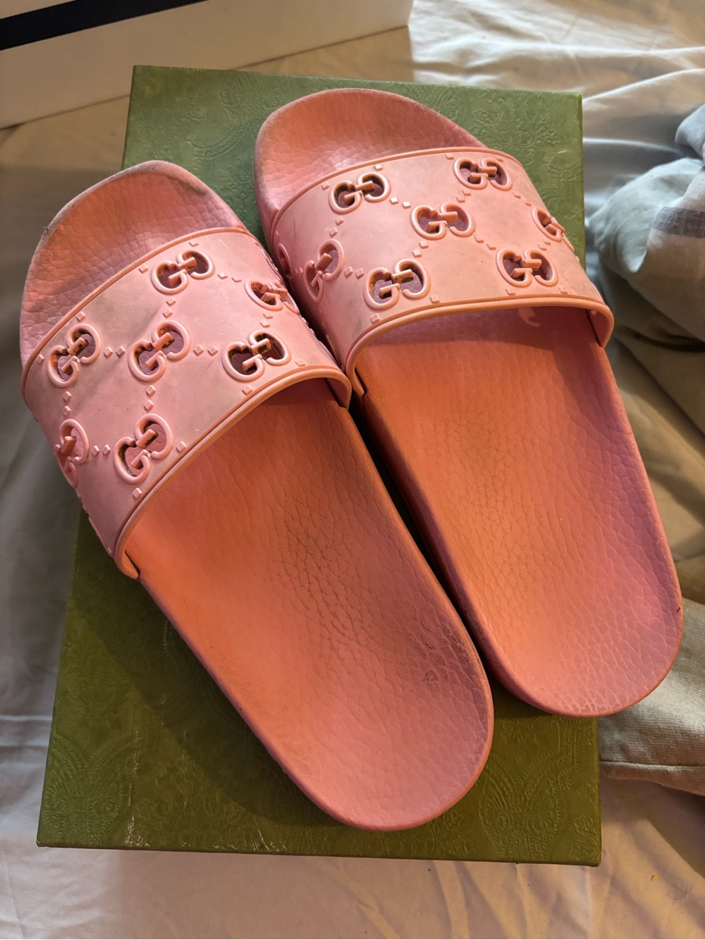 Designer Pink Slide Sandals with Interlocking Logo